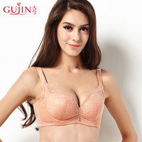 古今 GUJIN3/4上薄下厚蕾丝上托侧收收副乳聚拢文胸内衣 0H8035 浅杏 70B