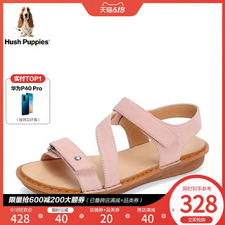 Hush Puppies/暇步士2019夏新款牛皮革休闲平跟女凉鞋B3A05BL9 36 粉色