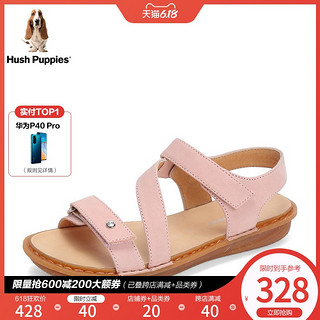Hush Puppies/暇步士2019夏新款牛皮革休闲平跟女凉鞋B3A05BL9 39 粉色