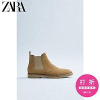 ZARA新款 男鞋 米色牛皮革真皮秋冬切尔西短靴靴 15010002102 40 (260/94) 米色