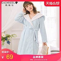 歌瑞尔时尚舒适甜美可爱睡衣女性感简约长袖家居服套装HWH19058 XXL 女装-杏色（19058HH）