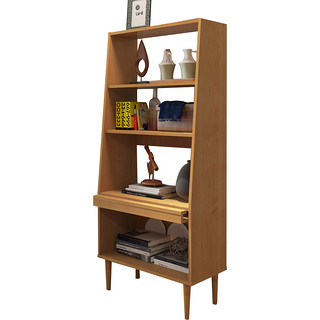 家用学生简易创意书柜书架小户型多层储物架子办公收纳置物架落地 红橡木色-小