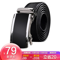 博牌Bopai皮带男士腰带 头层牛皮休闲裤带 自动扣商务黑色813-008511