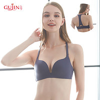 古今 GUJIN光面无痕纯色美背无钢圈吸汗透气小胸聚拢文胸内衣女 0I8128 蓝灰 70C