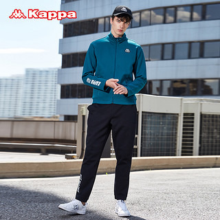 Kappa卡帕男款春秋运动套装闲套装开身卫衣小脚收口长裤 XXL 黑色-990