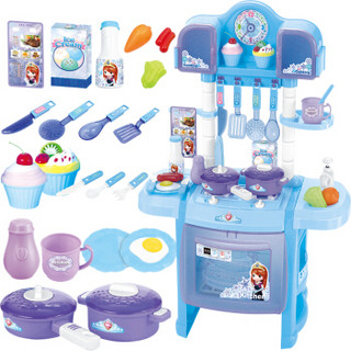 糖米（Temi ）蓝色餐台+20件配件 儿童过家家厨房玩具套装煮饭做饭仿真餐具模型 男女孩3-6岁玩具 礼盒装