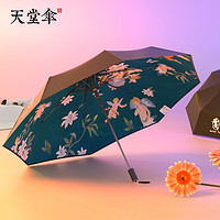天堂伞艾尔米塔什博物馆防晒防紫外线遮太阳伞三折叠晴雨伞女复古 墨绿