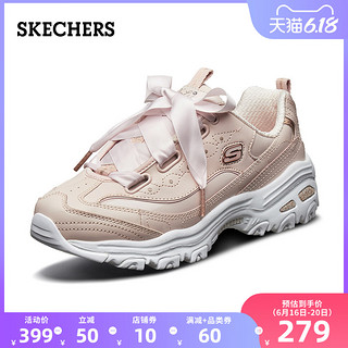 Skechers斯凯奇2020春夏蝴蝶结丝带厚底老爹鞋女士小白鞋天使鞋 37.5 浅粉色/LTPK