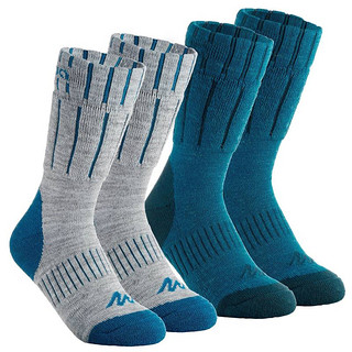 迪卡侬羊毛保暖袜子男袜女袜儿童袜冬季加厚中筒袜运动袜2双QUS 43-46 蓝色/2双装
