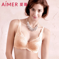aimer爱慕经典重现4/4薄无纺布蕾丝大杯文胸AM12K82 黑色 85C