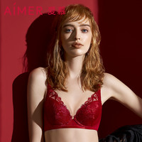 爱慕红品大红色调整型聚拢女士文胸3/4V型中厚杯【AM11HC1】 红色 70A