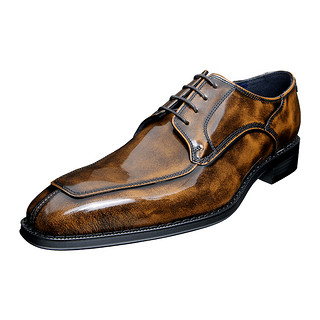REGAL/丽格商务正装办公职场男鞋系带牛皮低跟男士皮鞋 T48B 40 BR(褐色)