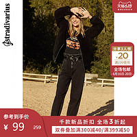 Stradivarius 春夏宽松高腰牛仔裤垮裤女显高妈咪裤子04887560709 34 水洗色