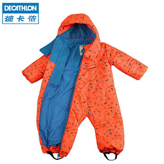 迪卡侬棉服连体滑雪服宝宝冬季防风防水加厚保暖男女童套装WEDZE5 80 活力橙 19新款