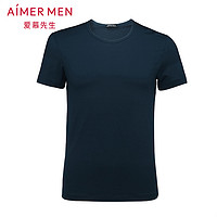 AIMER men/爱慕先生aimer men爱慕先生自然棉圆领短袖上衣12U81 170 藏蓝色