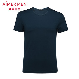 AIMER men/爱慕先生aimer men爱慕先生自然棉圆领短袖上衣12U81 180 黑色