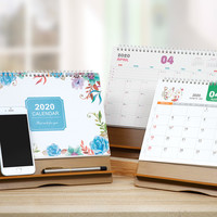 台历2020日历创意小清新桌历办公月历计划本2020台历简约广告台历定制创意木制台历定制 百花齐放(19年11月-20年12月)