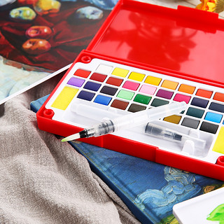 晨光MGARTS固体水彩颜料套装初学者手绘12色固体水彩颜料分装便携水粉颜料固体画笔组合ZPLN6504 12色 单盒