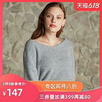 NICE CLAUP毛衣女宽松外穿日系灯笼长袖V领落肩蕾丝拼接针织套衫 均码 紫色700