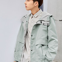 衣品天成春季新款男士工装夹克衫机能韩版潮流宽松长袖外套潮牌 185 米色