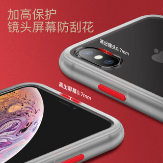 美国0度 苹果xs max手机壳 iPhone XS max磨砂透明保护套防指纹简约硬壳硅胶边全包防摔（黑色xsmax）