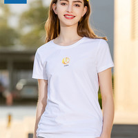 真维斯白色打底衫女2020夏新款学生圆领短袖彩虹T恤半袖修身ins 155/80A/S 粉红色8343