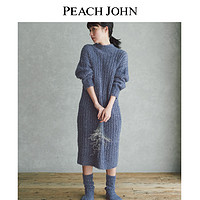 PEACH JOHN/蜜桃派【新品】舒适绵绵 竖条纹针织连衣裙含袜子 S 烟藏青