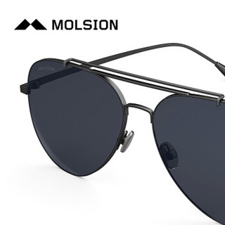 陌森（Molsion）MS7021 太阳镜男 偏光蛤蟆墨镜 C10镜框哑黑色|镜片蓝灰色