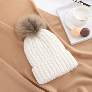 南极人帽子女冬季韩版可爱学生时尚潮流百搭保暖针织毛球毛线帽N2E8X825232 白色