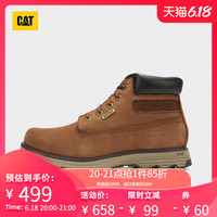 卡特彼勒CAT卡特男FOUNDER WP高帮防水休闲靴男马丁靴工装靴男P721594 39 棕色