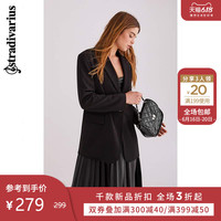 Stradivariu音符男友版黑色夏薄款小西装外套女2020 05912168001 S 黑色