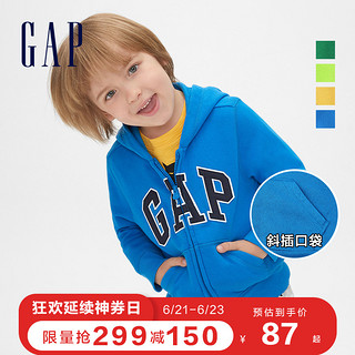 Gap男幼童时尚LOGO连帽卫衣春190545 儿童休闲上衣童装潮流外套 黄色 90cm(90cm(18-24月) 尺码偏小 建议选大一码)