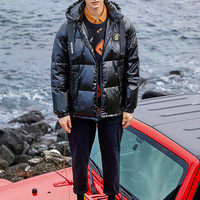 衣品天成2019新款男士羽绒服潮流短款保暖鹅绒外套 185 黑色