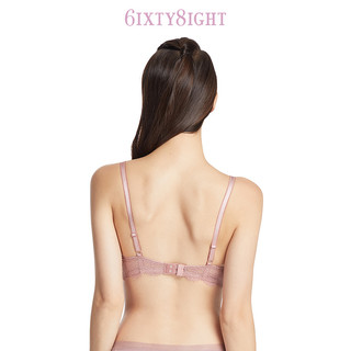 6IXTY8IGHT 68官方性感蕾丝舒适无钢圈上托薄文胸罩内衣女BR08121 木玫瑰 75A
