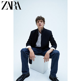 ZARA 新款 男装 双色纹理大衣外套 00706378401 M (180/96A) 海蓝色