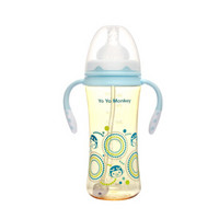 优优马骝 新生儿标准宽口径PPSU塑料奶瓶 蓝色款300ML