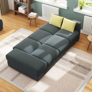 A家家具 沙发 北欧客厅小户型布艺沙发床 可拆洗日式懒人折叠床 灰黑色带脚踏 ADS-028