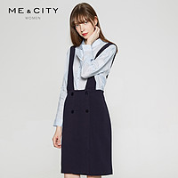 MECITY女装时尚双排扣可调节背带连衣裙 165/72A 黑夜蓝