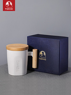 tomic特美刻马克杯带盖勺个性创意情侣陶瓷杯一对咖啡杯子水杯女 白色400ML（礼盒）+金勺