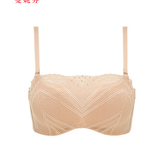 曼妮芬抹胸内衣文胸蕾丝防走光少女抹胸无钢圈舒适聚拢打底聚拢 110 肤色 75B