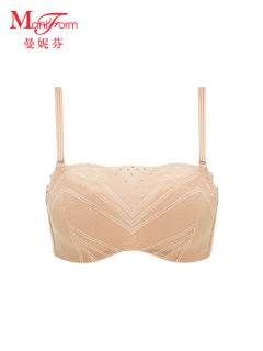 曼妮芬抹胸内衣文胸蕾丝防走光少女抹胸无钢圈舒适聚拢打底聚拢 110 肤色 75B