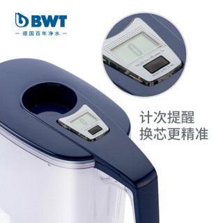 倍世（BWT）净水器 家用滤水壶 净水壶 过滤壶 思镁系列 Slim 3.6L 午夜蓝 镁离子活力款 1壶4芯装