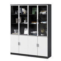 奈高NG木质书柜板式隔断储物柜落地资料文件柜简约带锁带玻璃办公柜四门