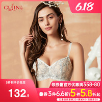 古今 GUJIN大胸显小薄款性感蕾丝蝴蝶杯透气文胸胸罩内衣0K1099 香槟白 75B
