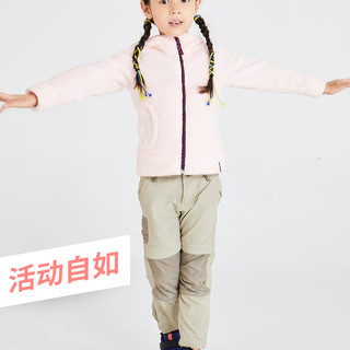 迪卡侬旗舰店儿童抓绒外套男童女童2019新款长绒保暖厚摇粒绒QUJR 100 碧绿色