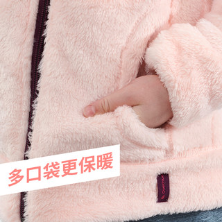 迪卡侬旗舰店儿童抓绒外套男童女童2019新款长绒保暖厚摇粒绒QUJR 100 碧绿色
