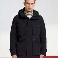 波司登羽绒服男潮连帽新款工装保暖时尚冬季外套B90141345 165/84A 灰卡其7199