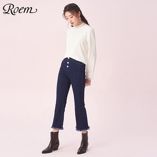 Roem女士时尚潮流牛仔长裤微喇叭牛仔裤RCTJ94T05S 170/L 靛蓝色