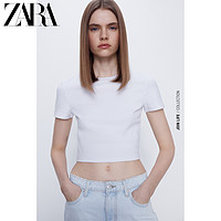 ZARA新款 TRF 女装 短款 T 恤 01660309250 M (170/88A) 白色