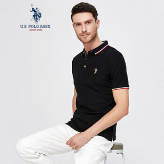 U.S. POLO ASSN. 男短袖POLO衫2018夏季新款潮流翻领修身纯棉POLO衫 ATXMX-60180 黑色80 L